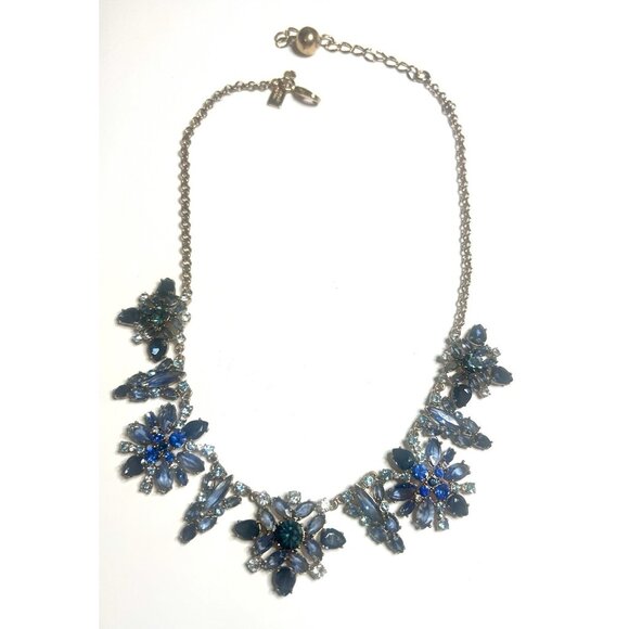 Kate Spade Necklace Snowy Nights Blue Crystal Floral Cluster Rose Gold Tone - Picture 3 of 8